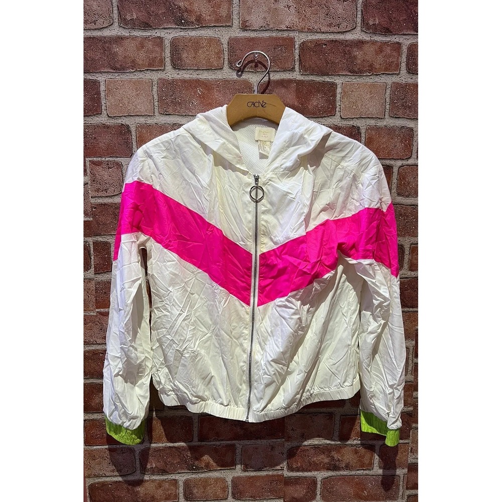 Forever 21 Girls Size 13/14 Long Sleeve Neon Colors Full‎ Zip Cuffed Windbreaker